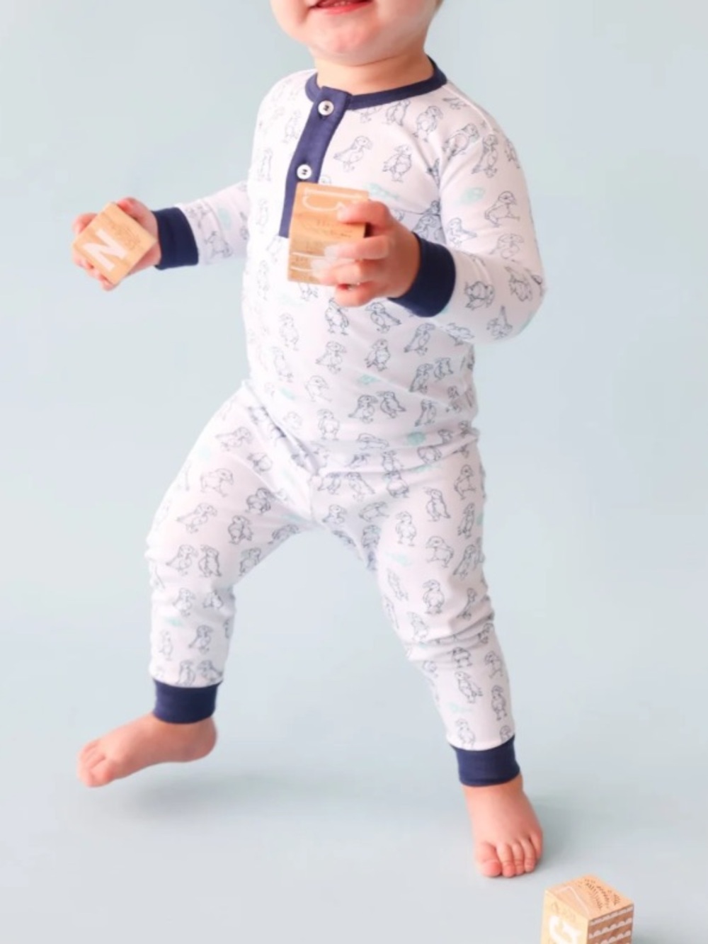 Pineapple Sunshine Puffin Print Pima Cotton Pajama Set size 18-24 months